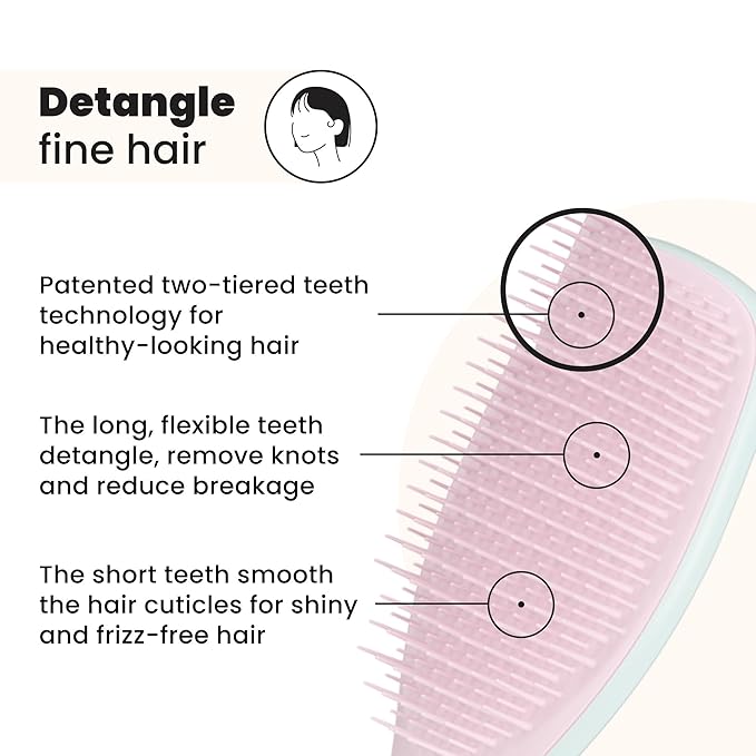 Tangle Teezer Fine & Fragile Ultimate Detangler Brush, Dry & Wet Hair Brush to Detangle & Reduce Breakage, Marshmallow Pink & Mint