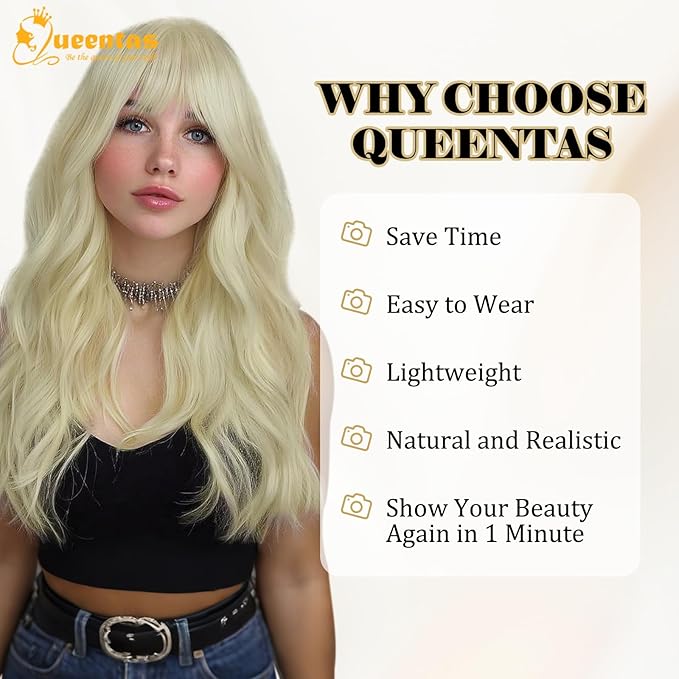 QUEENTAS 18" Curly Hair Topper for Women with Thinning Hair Pieces 6"*6"Large Coverage 360°3D Cover Synthetic Long Blonde Wavy with 5 Clips in Wiglets(Blonde)
