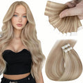Sunny Hair Blonde Tape in Hair Extensions Human Hair Remy Hair Extensions Real Human Hair Tape in 18inch Human Hair Extensions Tape in 10Pcs 25g