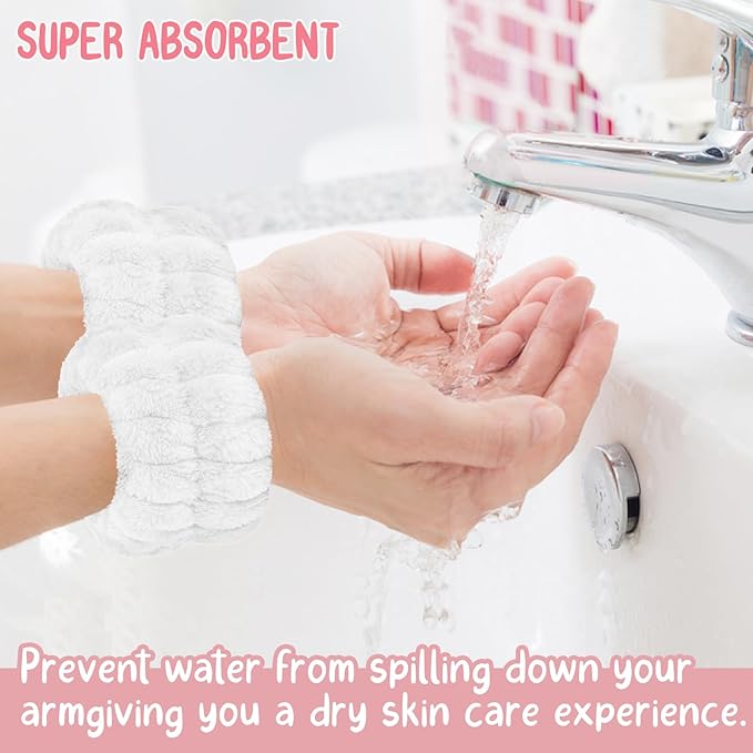 Face Wash Set - Microfiber Headband, Wristbands with Holder for Face Washing and Absorbent Spa Experience