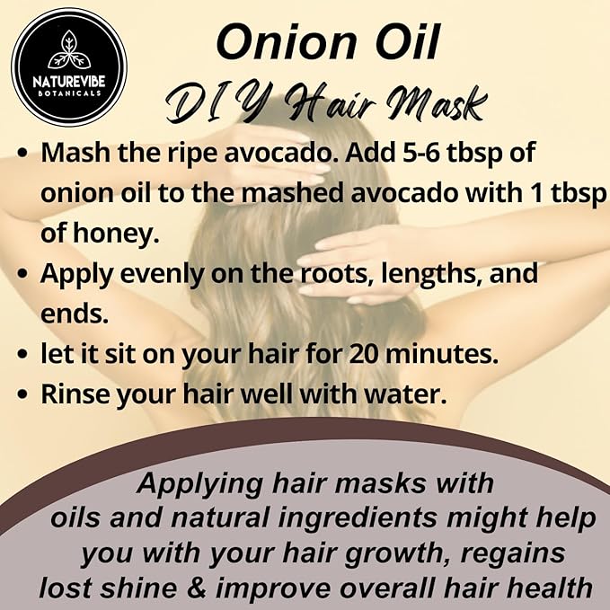 Naturevibe Botanicals Onion Oil 32 oz – 100% Pure Cold-Pressed Nourishing Hair & Skin Oil | Sulfur-Rich for Stronger Hair Growth & Scalp Health