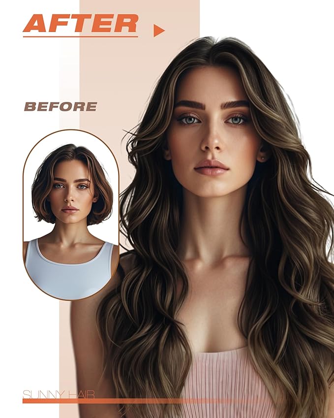 Sunny Hair Brown Tape in Hair Extensions 24 Inch Remy Tape in Extensions Human Hair Balayage Brown Tape ins Human Hair Extensions 20Pcs 50g