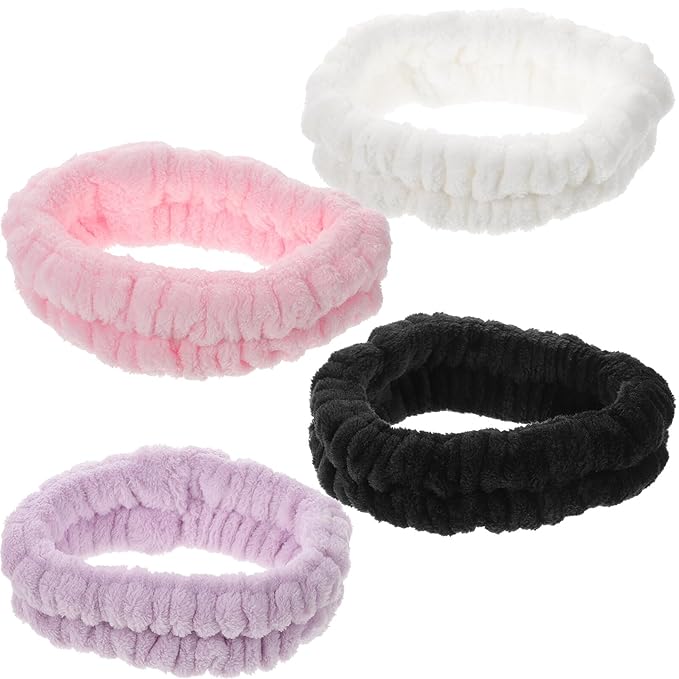 4pcs Spa Headbands for Women Adjustable Elastic Facial Hairbands Non-slip Makeup Wash Face Exercise Head Wraps Soft Hair Accessories