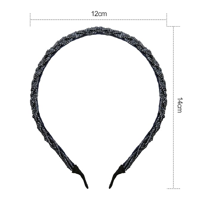 MTLEE 6 Pieces Beaded Headbands for Women Sparkly Crystal Beaded Hair Hoop Hairbands Multiple Color Hair Accessories Head Bands Christmas Gift(Classic Colors)