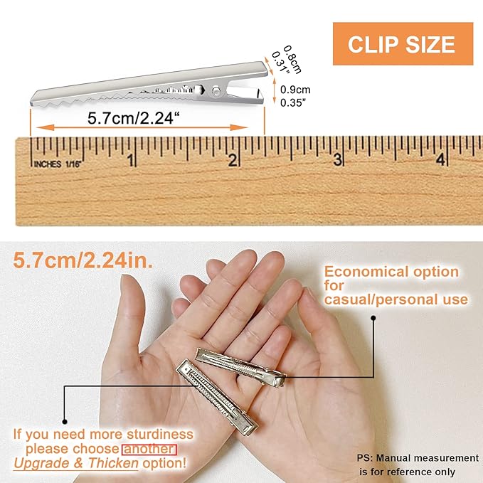 100Pcs Alligator Metal Hair Clips for Bow Making, Large Plain DIY Craft Clips Supplies (5.7cm/2.24)