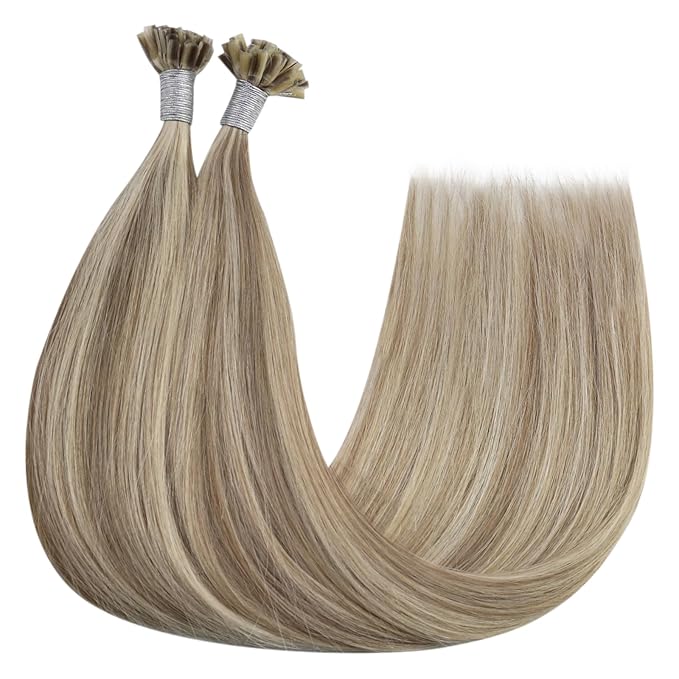 YoungSee Highlight U Tip Human Hair Extensions Light Brown Highlight Blonde Utip Extension Human Hair Silky Straight Pre Bonded K Tip Hair Extensions Add Volume Ktip Real Hair Extension 50s 50g 18in