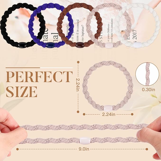 Hair Ties No Damage - 10PCS Ponytail Holders - Elastic Hair Ties for Thick Hair - Braided Hair Bands for Women Girls's Hair (22.Classic Dinner)