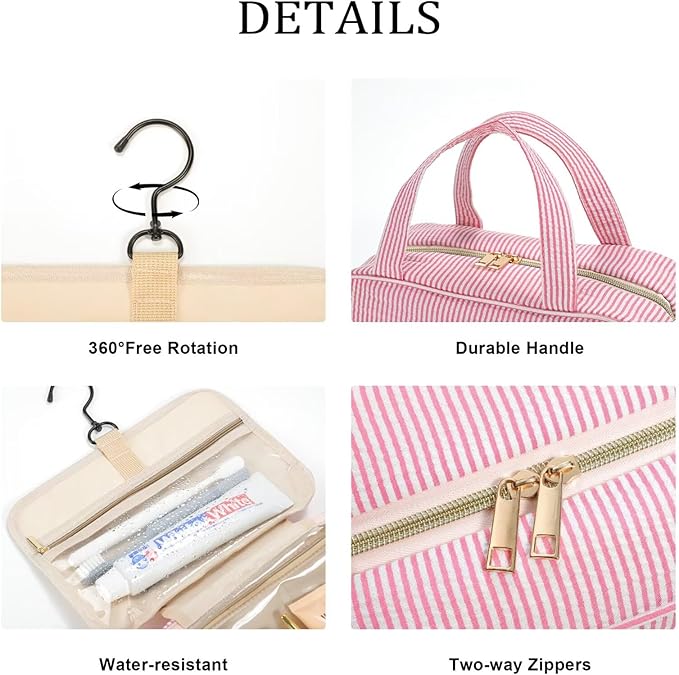 YOOLIFE Travel Toiletry Bag Makeup Bag - Hanging Toiletry Bag for Women, Portable Toiletries Travel Bag and Cosmetic Bag, Airplane Travel Essentials Travel Toiletry Bag - Letter J, Purple