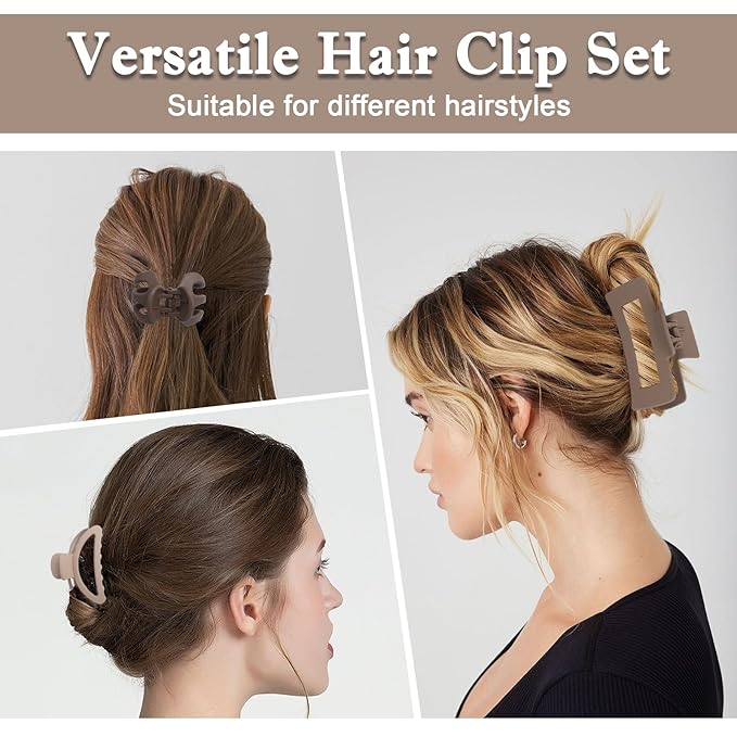 10PCS Non-Slip Pink Hair Clips Jaw Clips for Thick Hair Clamp Flower Non-Slip Hair Accessories with Multi-Styles for Women Girls