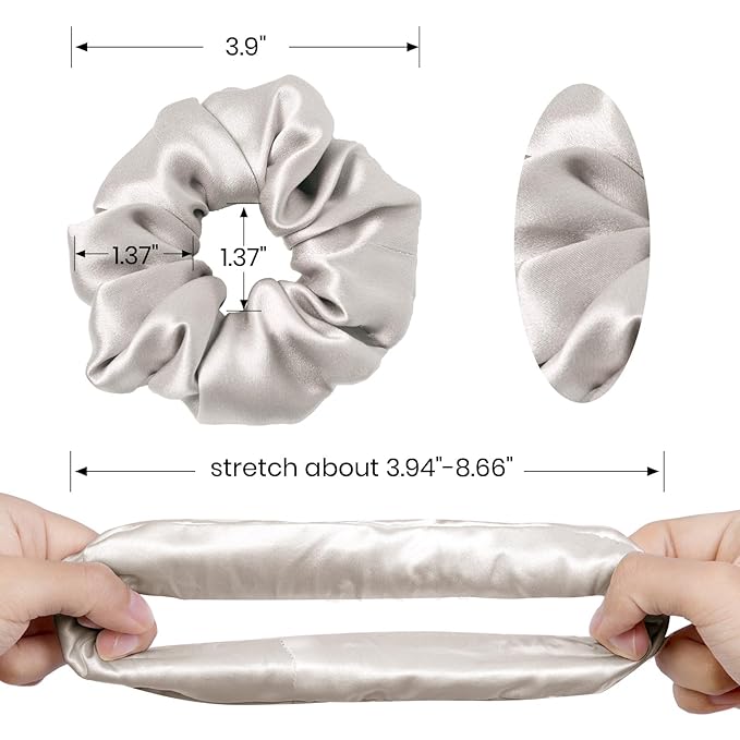LilySilk Brand 100% Mulberry Silk Hair Scrunchie, Bright Coffee, No Damage, Elastic Silk Ponytail Holder, 1 Count, Suitable for All Hair Styles and Lengths