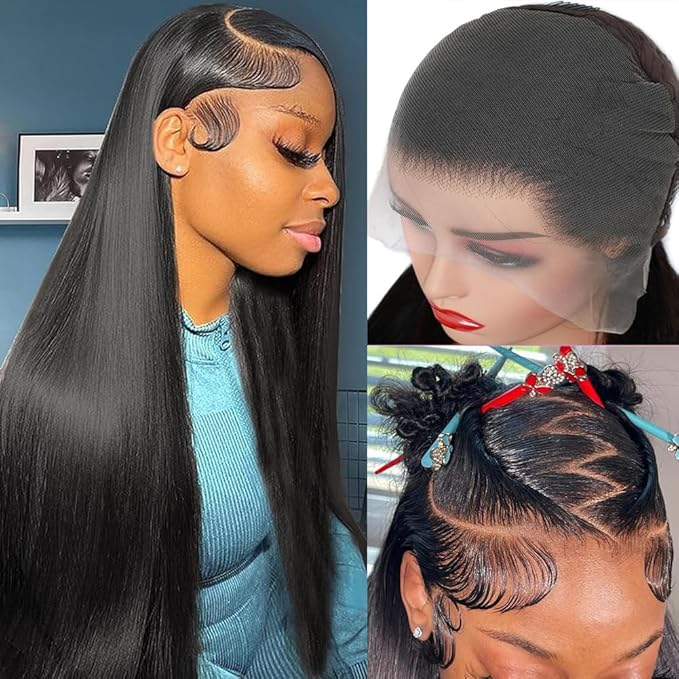 26 Inch 13x6 Lace Front Wigs Human Hair 200 Density HD Full Frontal Lace Straight Wigs Human Hair Pre Plucked with Baby Hair Wigs for Women
