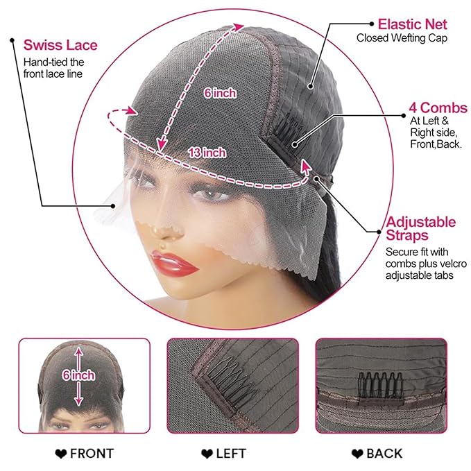 13x6 Deep Wave Lace Front Wigs Human Hair 200% Density HD Lace Front Wigs Human Hair Pre Plucked Natural Color Glueless Wig 100% Virgin Lace Front Wigs for Women（30inch）