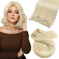 Moresoo Blonde Hair Extensions Clip in Human Hair 10 inch Double Weft Clip in Hair Extensions Real Human Hair Platinum Blonde Clip in Human Hair Extensions for Women #60 5Pcs/70G