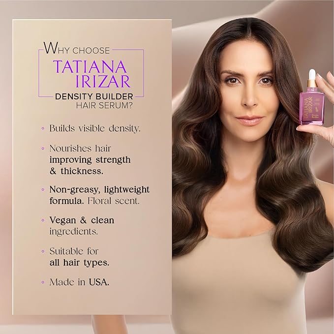 Hair Thickening Serum - Hair Density Serum Builder for Women Made in USA 30ml - Clinically Proven Scalp Treatment Non-Greasy - Biotin, Argan, Caffeine & Pea Peptides - Thinning, Fine or Damaged Growth