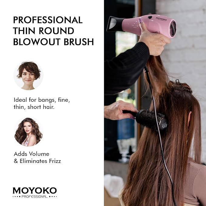 Silver Arch Round Brush for Blow Out (55mm) Professional Metal Round Hair Brush for Blow Drying Hair with Sectioning Pin, Salon Quality with Anti-Static Ionic Technology