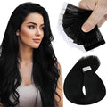 Sunny Hair Tape in Hair Extensions Real Human Hair Invisible Remy Hair Extensions Tape ins for Women Jet Black 24 inch 25G
