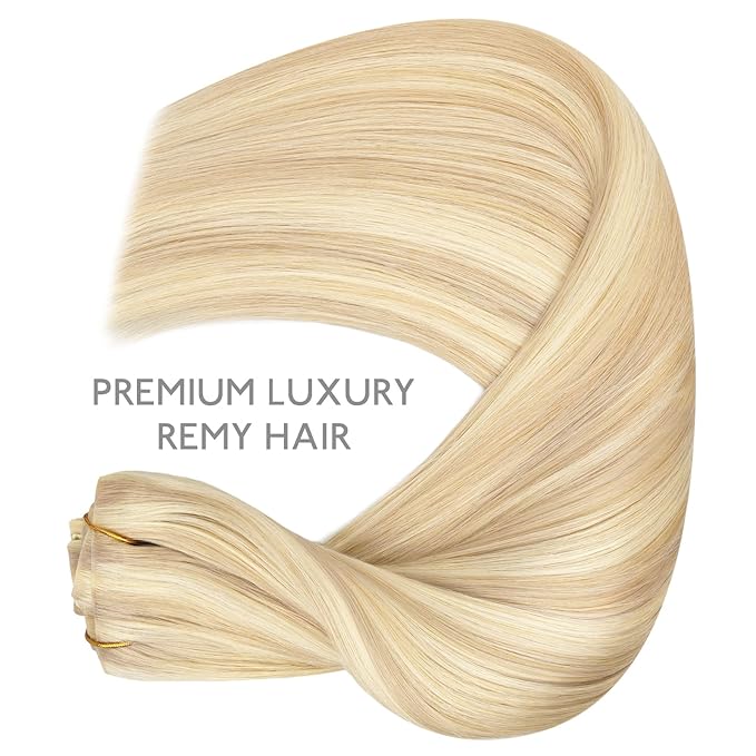 WENNALIFE Invisi Edge Clip in Hair Extensions Real Human Hair, 24 Inch 160g 7pcs Balayage Light Wheat Platinum Blonde Seamless Clip in Extensions Remy Hair Clip Ins Invisible PU Skin Weft Straight Ext