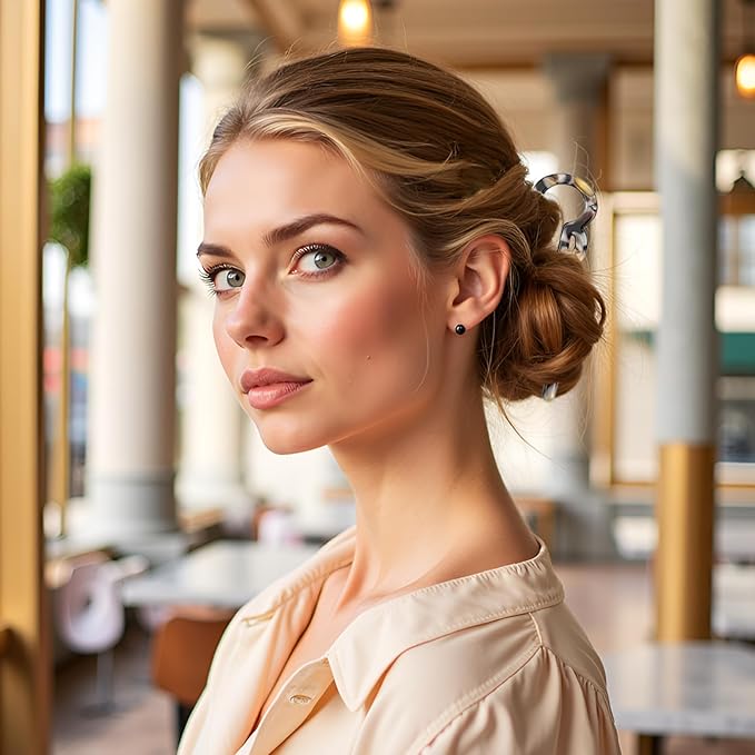 Prestige Acetate Hair Pins - 4 Pack with Storage Case, 4.5” U-Shaped Clips for Thick Hair, Elegant French-Style Hair Accessories