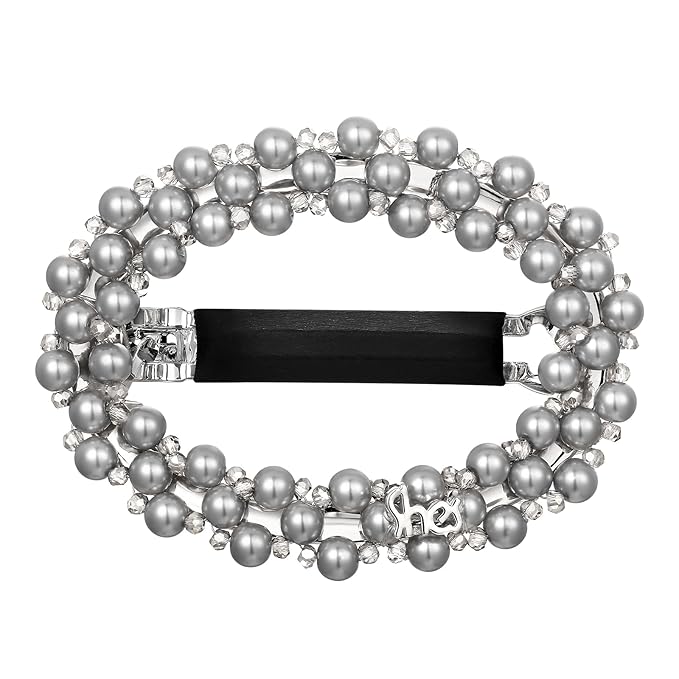 Handmade Pearl Crystals Hair Clip for Women, SHE'S FREE STYLE JUST FOR YOU Circular Openwork Design Side Hair Clips with Retro Crystals, Vintage-Inspired Hand-Beaded Hair Accessory