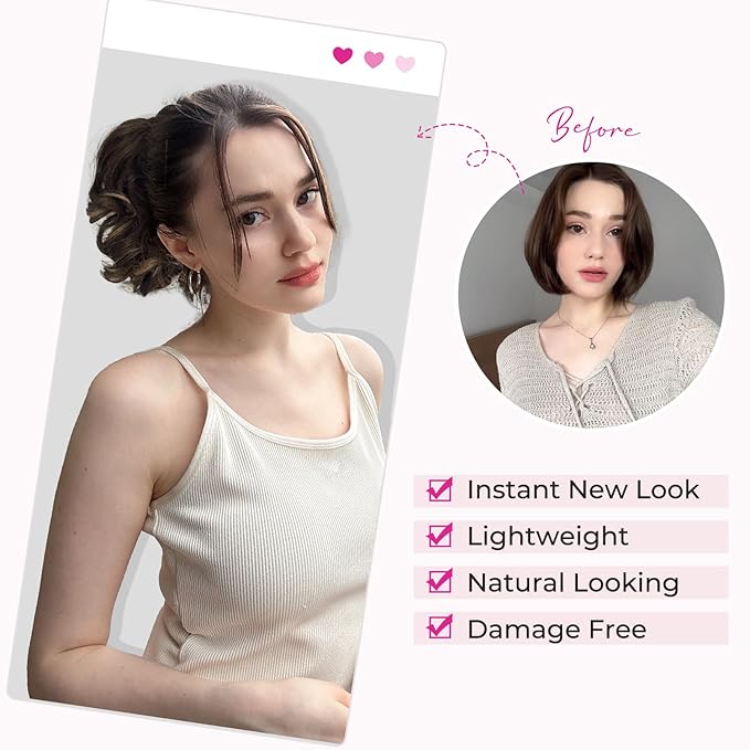 REECHO Ponytail Extension, 9" Claw Clip in Short Curly Wavy Pony Hair Extension Jaw Clip on Pony Tail HP001 Hairpiece for Women - Dark Blonde with Light Blonde Ends