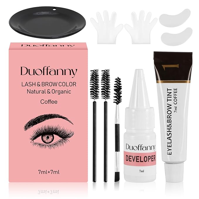 2-In-1 Eyelash & Eyebrow Color Kit, Professional Lash and Brow Color Kit DIY Hair Coloring for Salon & Home Use 7ml (Coffee/Dark Brown)