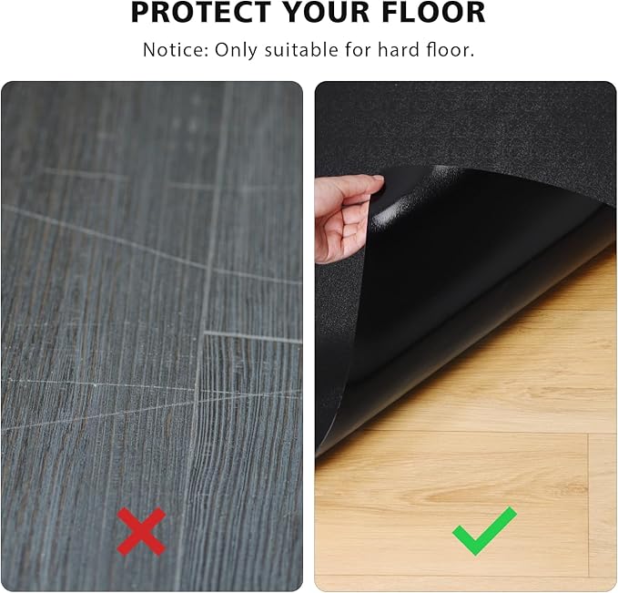 Vinyl Floor Mat for Home, Black Waterproof Area Mat for Under Dining Room Table, Sturdy Plastic Rug Protector for Kitchen, Living Room, Yard, Garage, Large Baby Play Mat (60"x 75")
