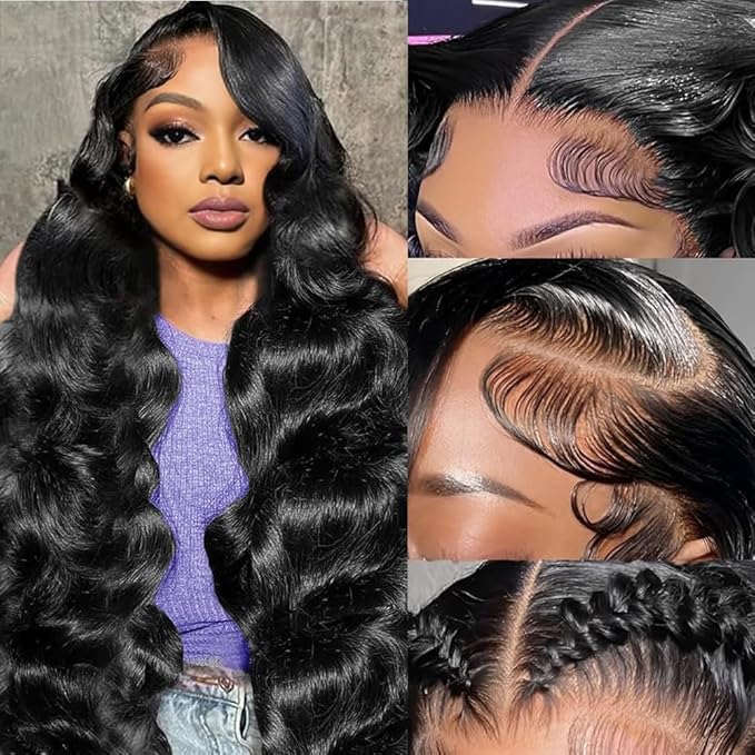 AMIRTY 250 Density 36 Inch13x6 Lace Front Wigs Human Hair Pre Plucked Real Virgin Human Hair Wig Invisilbe Hairline Tiny Knots Body Wave HD Lace Frontal Wigs 3X Longer Lifespan