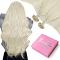 YoungSee U Tip Hair Extensions Human Hair Blonde Utips Hair Extensions Platinum Blonde Keratin Hair Extension for Short Hair K Tip Hair Extension Real Human Hair Straight for Thin Hair 14In 1G/S 50G