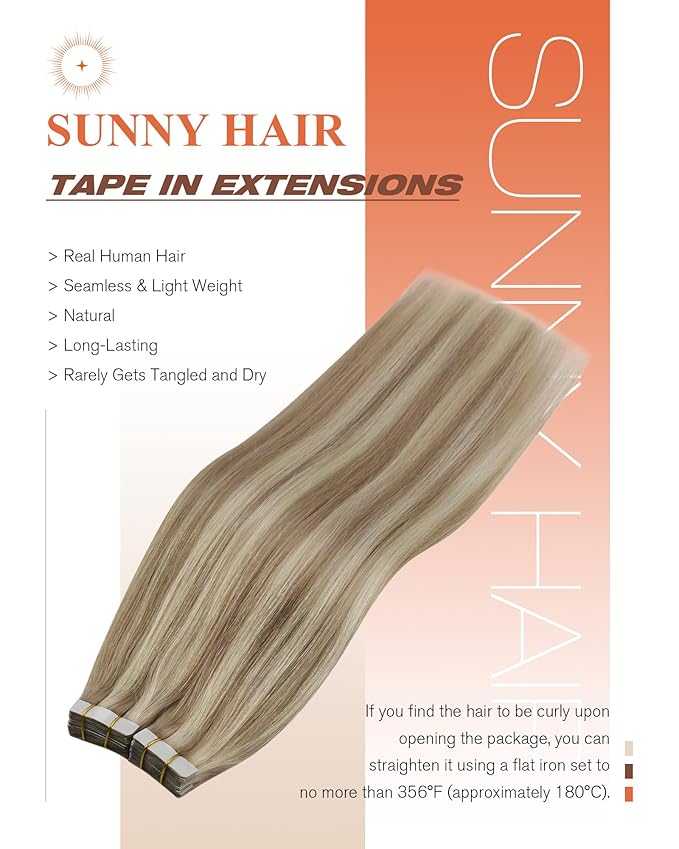 Sunny Hair Tape in Hair Extensions Human Hair, Blonde Hair Extensions Tape in Highlight Blonde Human Hair Tape in Extensions 14 inch 50G