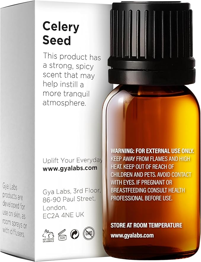 Gya Labs Celery Seed Essential Oil - 0.34 Fl Oz - for Hair, Skin, Diffuser, Aromatherapy & DIY Candle Making Scent
