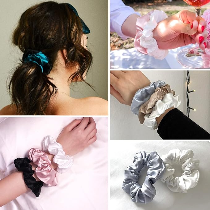 LilySilk Silk Hair Scrunchie, 100% Mulberry Silk, No Damage, Elastic, Chocolate, 1 Count
