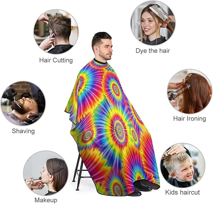 Unisex Unique Tie Dye Art Hair Styling Cape, Lightweight Salon Cape Apron for Home Stylists, Haircut Tools