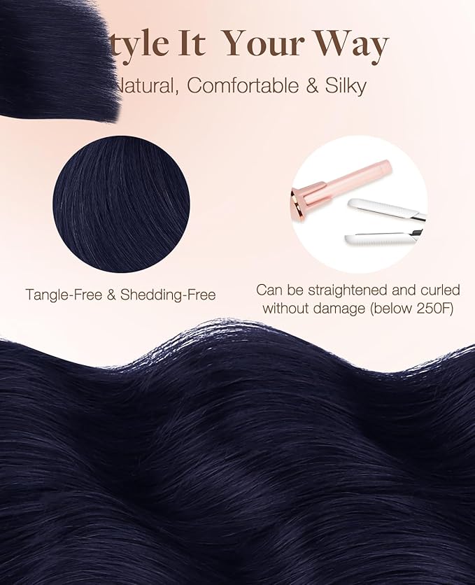 GOO GOO Invisi Edge Tape in Hair Extensions Human Hair, 1G Midnight Black, 20pcs 20inch 50g, Virgin Remy Hair, Seamless Injected Tape, Natural Look