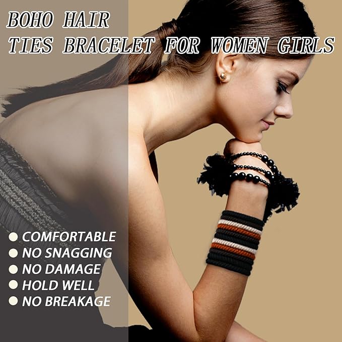 20Pcs Hair Ties For Thick Hair, Strong Stretchy Hair Bands For Women Girls, No Slip Braided Hair Ties No Damage, Ponytail Holders-Exceptionally Secure with Gentle Hold (Set 1)