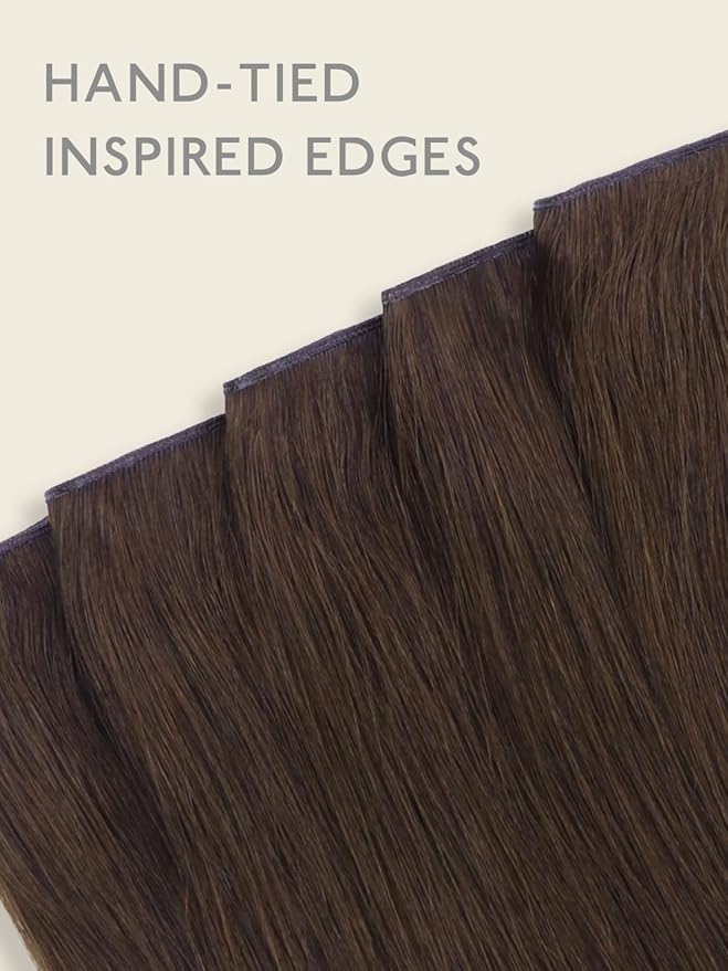 WENNALIFE Genius Seamless Clip in Hair Extensions Real Human 18 inch 120g 7Pcs Chocolate Brown Hair Extensions Clip Ins Luxury Remy De Cabello Humano Straight Invisible Fuller Reusable