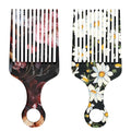 2 Pcs Afro Pick Comb for Natural Curly Hair,Portable Styling Hair Pick for Travel,Anti-Static,Cute Afro Comb for Women Men and Girls(Brown-T13)