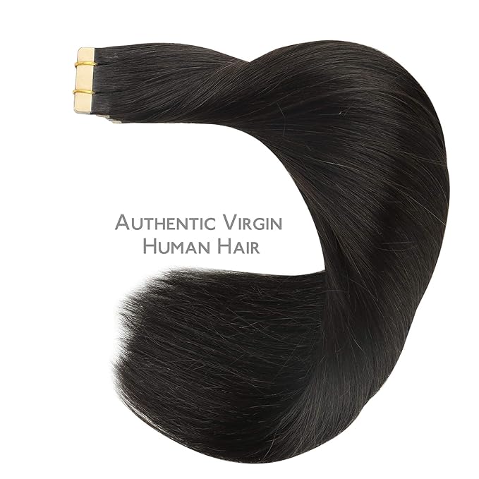 WENNALIFE Tape in Hair Extensions Human Hair, 20pcs 50g 20 inch Natural Black Remy Hair Extensions Straight Human Hair Tape in Extensions Skin Weft Tape Extensions Human Hair