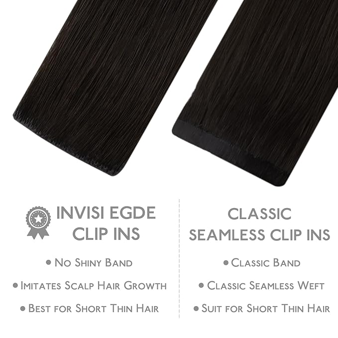 WENNALIFE Invisi Edge Clip in Hair Extensions Real Human Hair, 18 Inch 130g 7pcs Dark Brown Seamless Invisible PU Skin Weft Straight Extensiones De Cabello Hmano Clip Ins