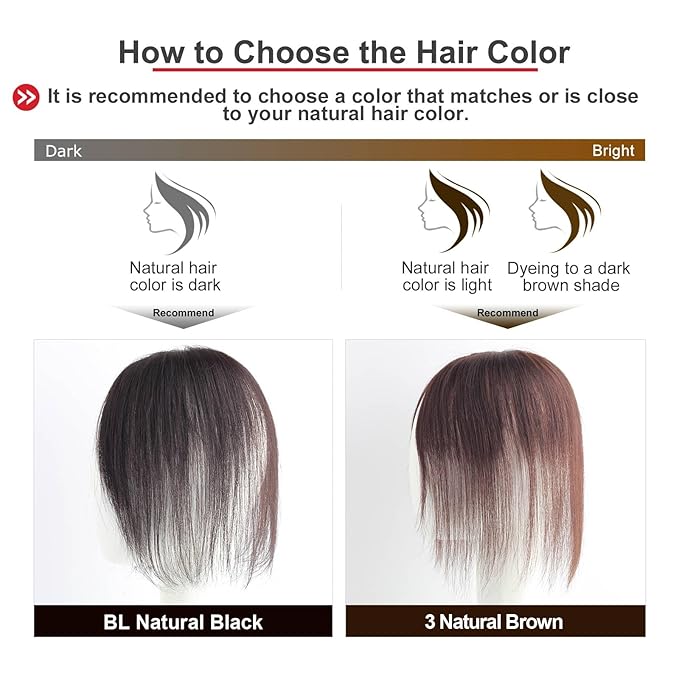 Real Human Hair Topper Double-Monofilament Top Hand-Tied Hair Pieces Mid Length for WomenThinning BHADS710 (3 Natural Brown × Hair Length:9.8"(25cm), Base Size:2.8"×3.9"(7cm×10cm))