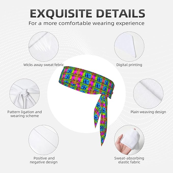 Men Women Beauty Skinny Sports Sweat Band Hand Decor for Running Travel Spa, Long Boho Style Colorful Bill Dollars American Money Hair Band Headdress