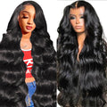28 Inch 13x6 Body Wave Lace Front Wigs Human Hair Pre Plucked 200 Density HD Transparent Lace Frontal Wigs Human Hair for Women 12A Glueless Wigs Baby Hair Body Wave Wig Natural Black