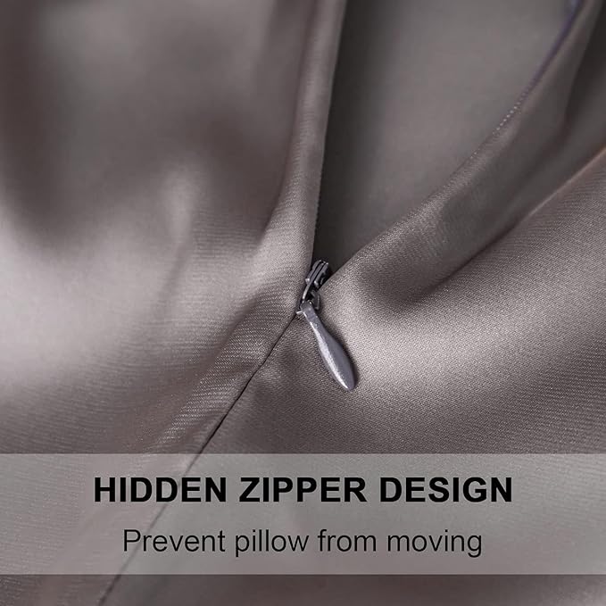 2 Pcs Mulberry Silk Pillowcase for Hair and Skin,Cooling Silk Pillow Case with Hidden Zipper,Allergen Proof Dual Sides Soft Breathable Smooth Silk Pillow Cover for Women(Queen-2PCS,Dark Gray)
