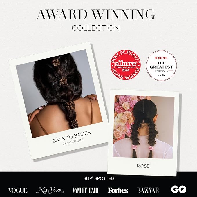 slip Skinny Scrunchies: Anti-Crease, Anti-Breakage Slipsilk™ Design Protects Delicate Hair | Includes 4 Pure Silk Scrunchies: Navy