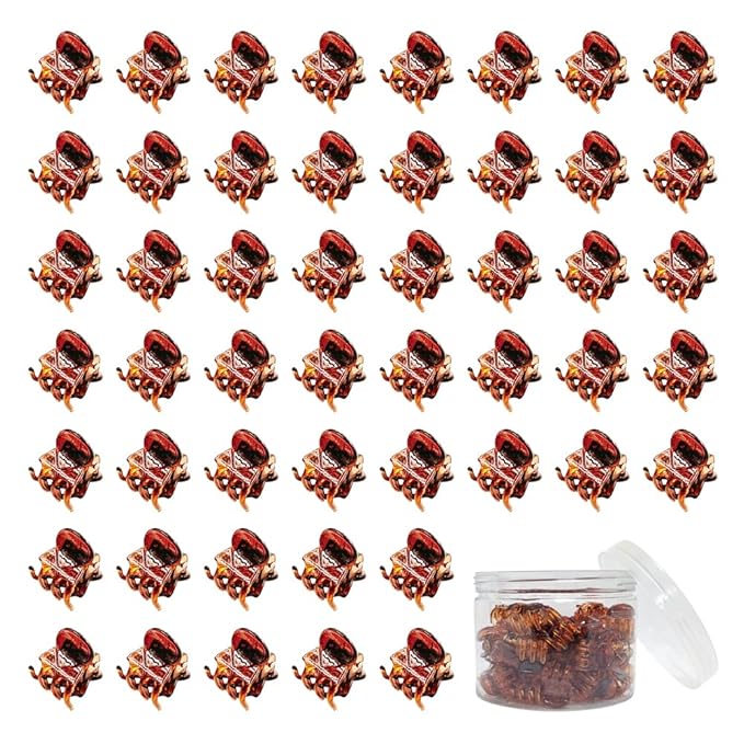 50 PCS Mini Hair Claw Clips， Bangs Strong Grip Multifunction Clamp Clips. (brown)