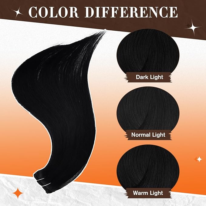 Full Shine 20 Inch Off Black Hair Clip in Extensions Black Hair Extensions Clip in Invisible Hair Extension Human Hair Straight for Long Hair 3 Pieces 60 Grams