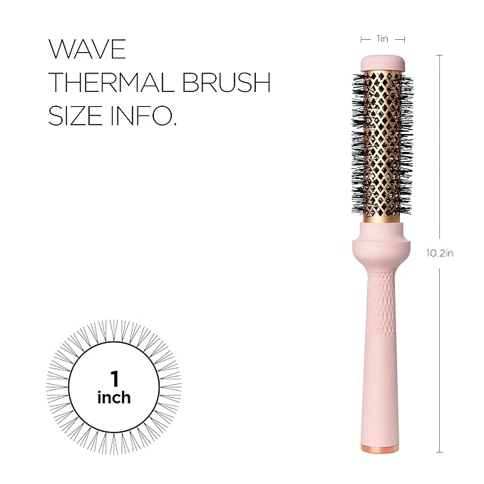 Magic Curling Round Brush (Wavy 1 Inch), Non-electronic, Self-Standing Round Quick Styling Brush, Great Blowout, Ceramic Coated/Ionic Thermal Barrel, Blowout Volume, Wave Styler