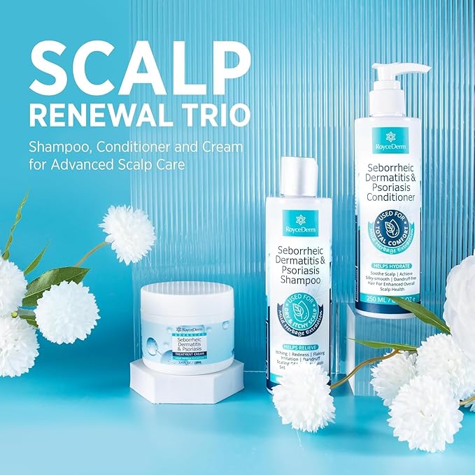 Roycederm Psoriasis Shampoo, Seborrheic Dermatitis Shampoo, Folliculitis Shampoo, Dandruff Shampoo, Scalp Psoriasis & Seborrheic Dermatitis Treatment, Dry Itchy Scalp Treatment