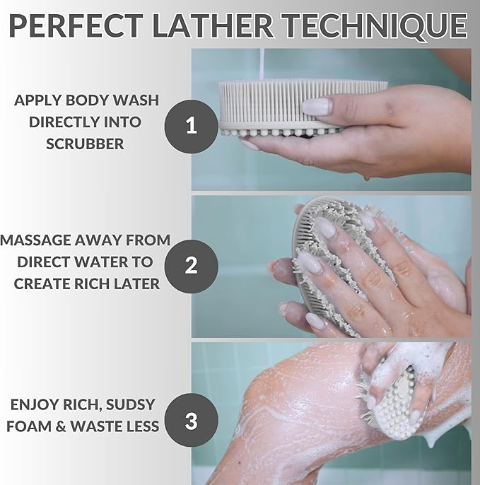 Exfoliating Body Scrubber Silicone - Textured Back Scrubber Shower Brush - Avilana Bath Loofah Alternative Dual Sided - Gentle Smoothing Body Wash Tool Rough Skin - Gift Women Men