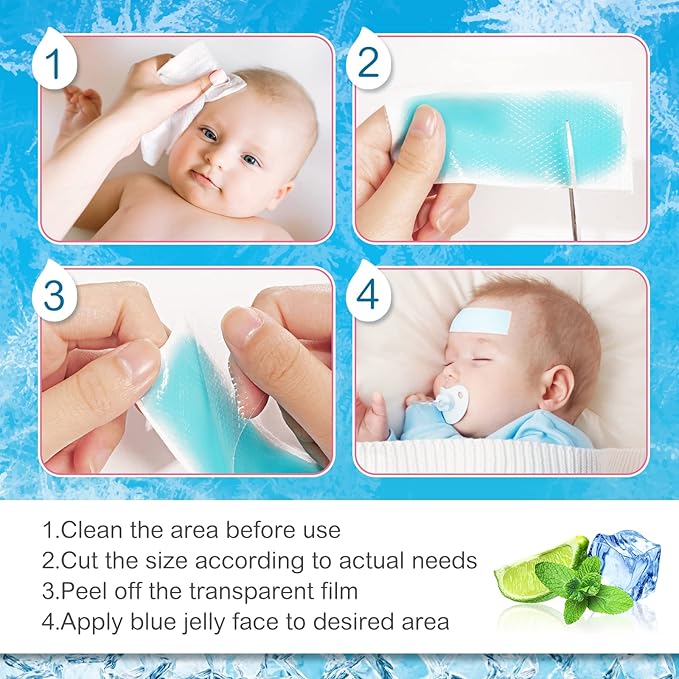 20 Sheets Fever Patches for Kids - Hot Weather Cooling Gel Patches for Adults - Headache Patches - Forehead Fever Cool Pads