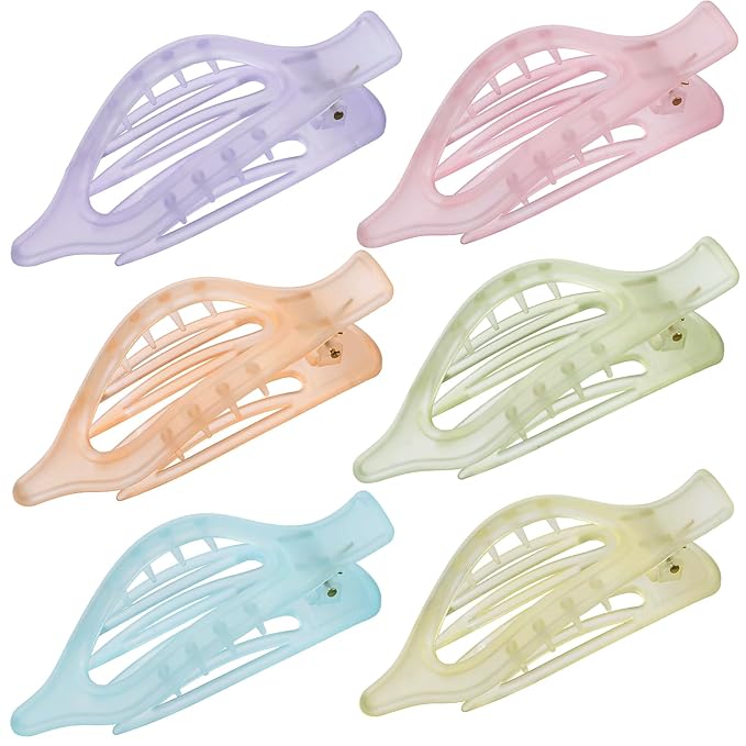 Flat Hair Clips for Women - 6 PCS French Flat Claw Clips Medium Hair Clips for Girls Large Hair Claw Clips for Thick or Thin Hair Strong Hold No Slip Hair Accessories for women (Ice Cream)